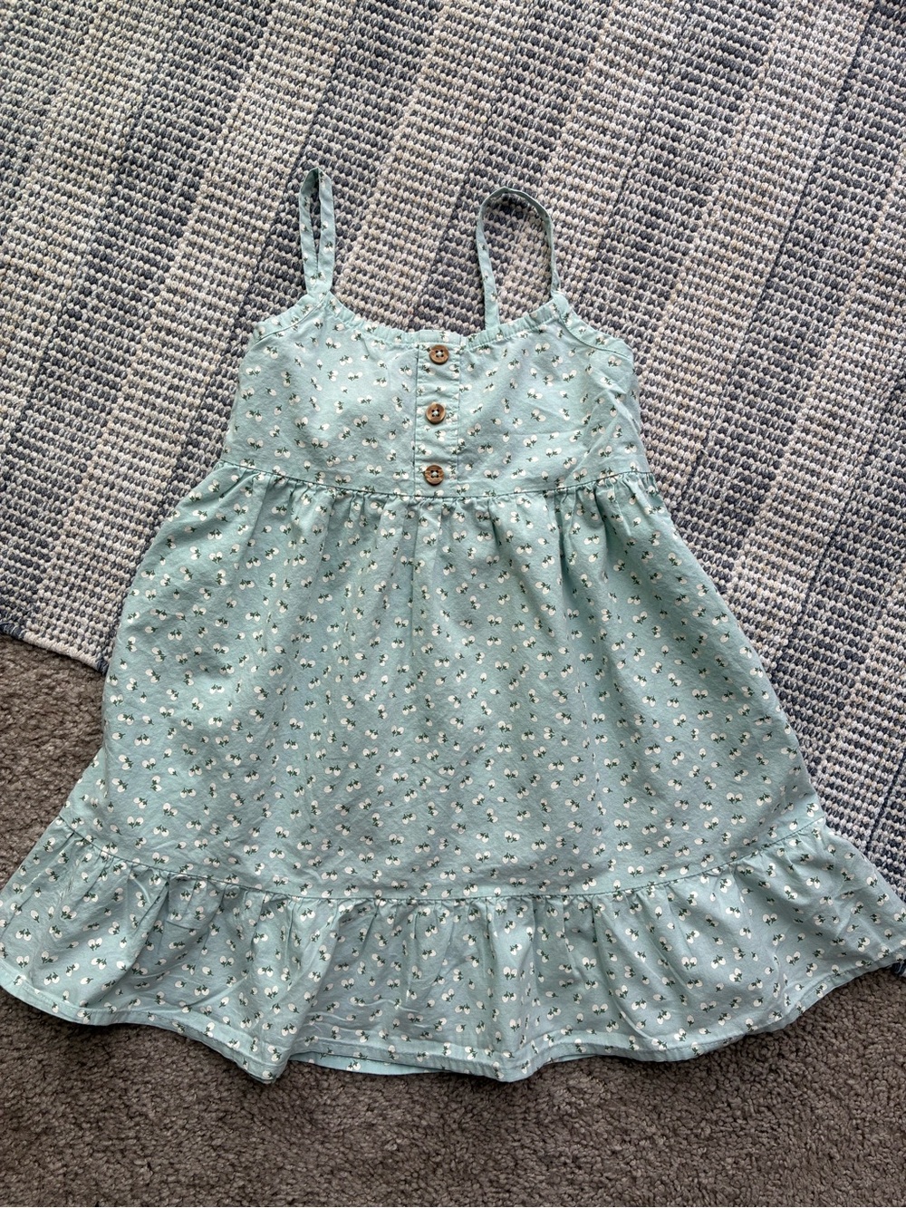 Rise Little Earthling Mint Floral Ruffle Sundress for Girls -Casual Summer Dress